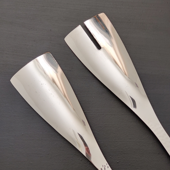 Other - Hammered Polished Stainless Steel Salad Serving Tongs